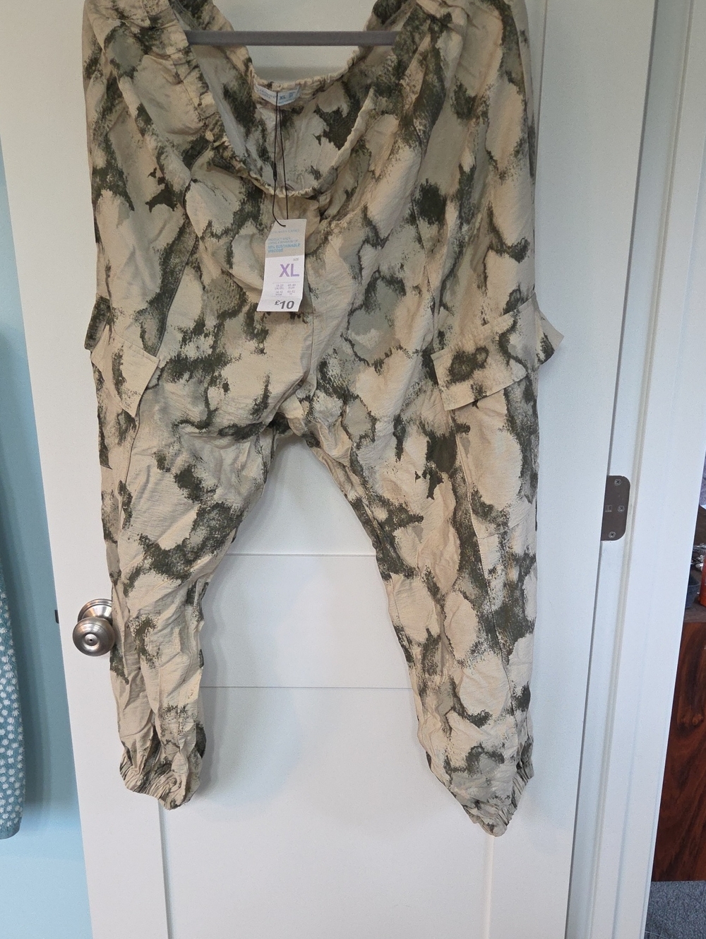 Primark Beige and Olive Tie-Dye Harem Pants